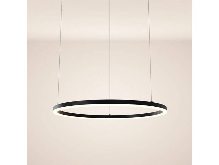 s.luce Led-Hängeleuchte Ring Direkt/Indirekt 5m Schwarz Ø 80cm, Metall, Rund,Rund, LED integrated, 80x3.3x80 cm, Lampen & Leuchten, LED Beleuchtung, LED-Hängeleuchten