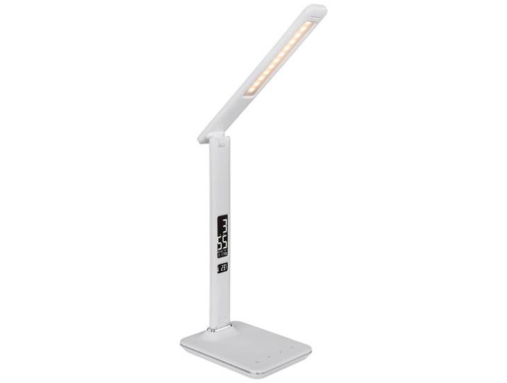 Globo Led-Schreibtischleuchte, Weiss, Chromfarben, Kunststoff, G, 14x59.5x31 cm, CE, Alarmfunktion, Farben fixierbar, Uhrzeit-Anzeige, Lampen & Leuchten, Innenbeleuchtung, Tischlampen, Schreibtischlampen