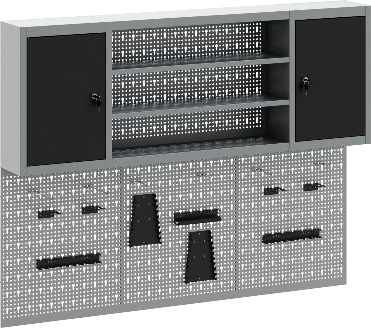 vidaXL Ensemble d'armoires à outils avec étagère 6 pièces Noir