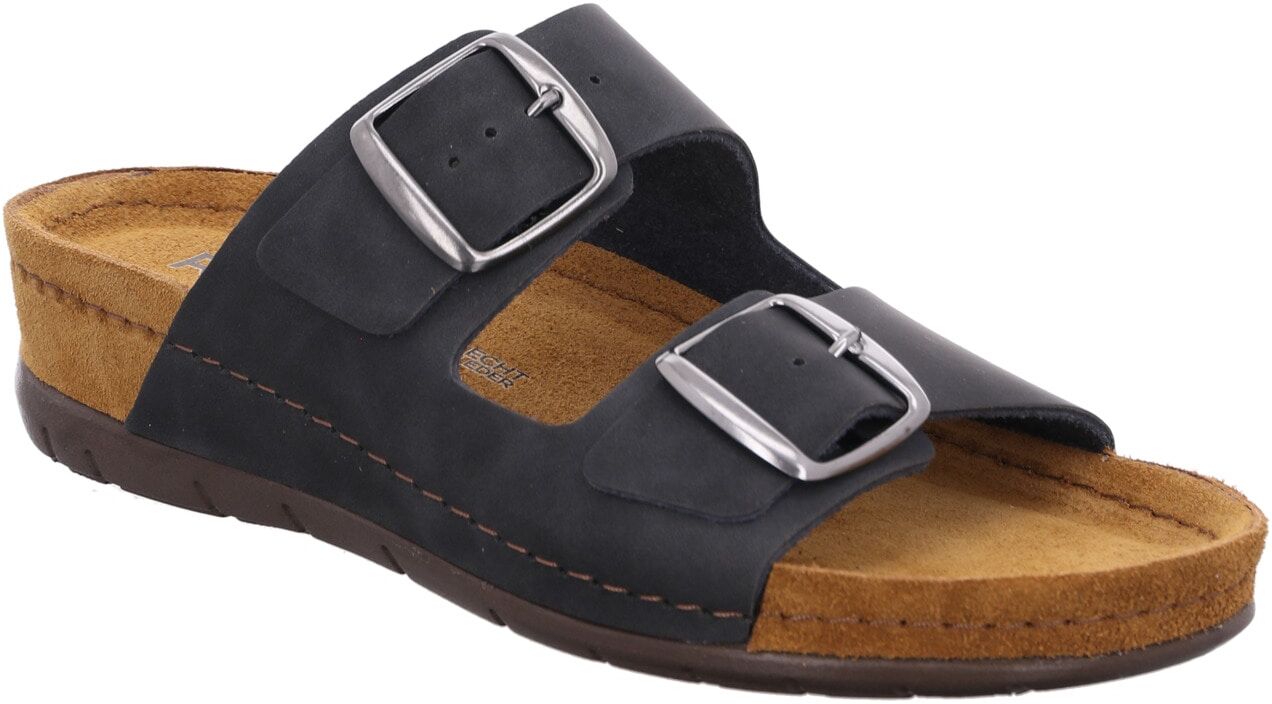 Pantolette ROHDE "Rodigo-40", Damen, Gr. 35, Textil, schwarz, Nubukleder, Schuhe Pantolette, Hausschuh, Sandale, Komfortschuh mit Keilabsatz schwarz 35, Textil