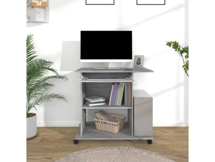 Bureau Informatique - CLOUD - Sonoma gris - 80x50x75 cm - Bois d'ingénierie LL140728