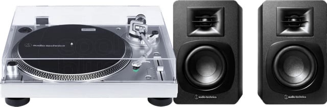 Audio Technica AT-LP120XUSBSV platenspeler en ATH-SP3X hoofdtelefoon set - Zwart