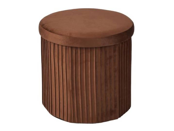 Relaxdays Tabouret en Velours\, Rangement\, rembourré\, Moka-Mousse pliable\, H x P : 38 x 38 cm\, tabouret d'appoint rond
