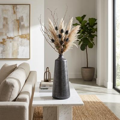 Sagebrook Home Decorative Vase - Black Metal Glass Modern with Ring, 21 in.