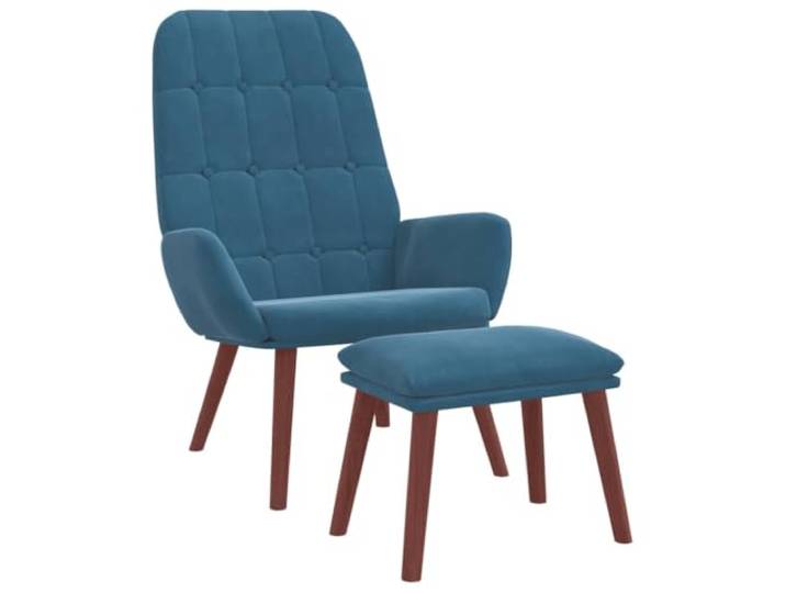 Makastle Relaxsessel mit Hocker Blau Samt