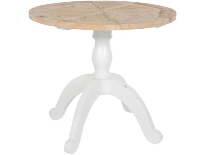 CLP Esstisch Roswell Ø 90 cm I Küchentisch mit runder Tischplatte I Shabby Chic Esszimmertisch aus massivem Ulmenholz, Farbe: Natur/weiß