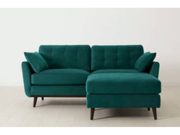 Model 10 Zweisitzer Sofa mit Hocker, Eisvogelblau
