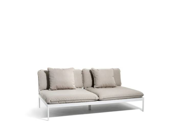 Skargaarden Bönan Modulsofa Sunbrella Ashe light grey, 2-Sitzer, hellgraue Aluminiumrahmen