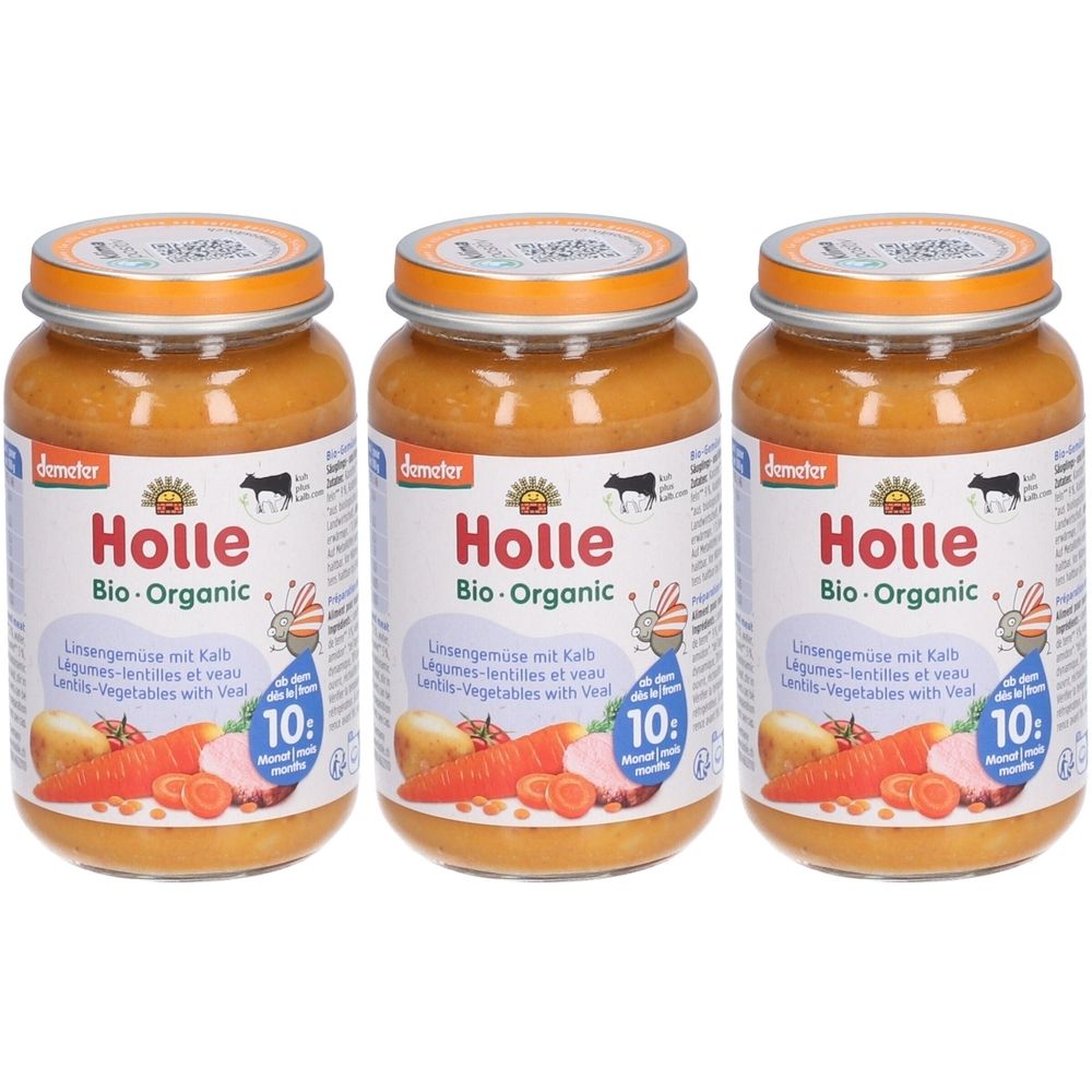 Holle Linsengemüse mit Kalb Glas 220 g x3 3x220 Brei