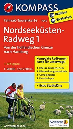 Carte cycliste n° F7049 - Nordseeküstenradweg 1 frontière Hollande - Hambourg (Allemagne)   Kompass