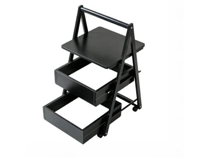 SilkRZlsss Beistelltisch Auf Rollen Nachttisch Ebenen und Tablet-Halterung Ideal für Schlafzimmer Und Kleine Wohnbereiche Stauraum Neben Sofa Oder Bett.(Black)