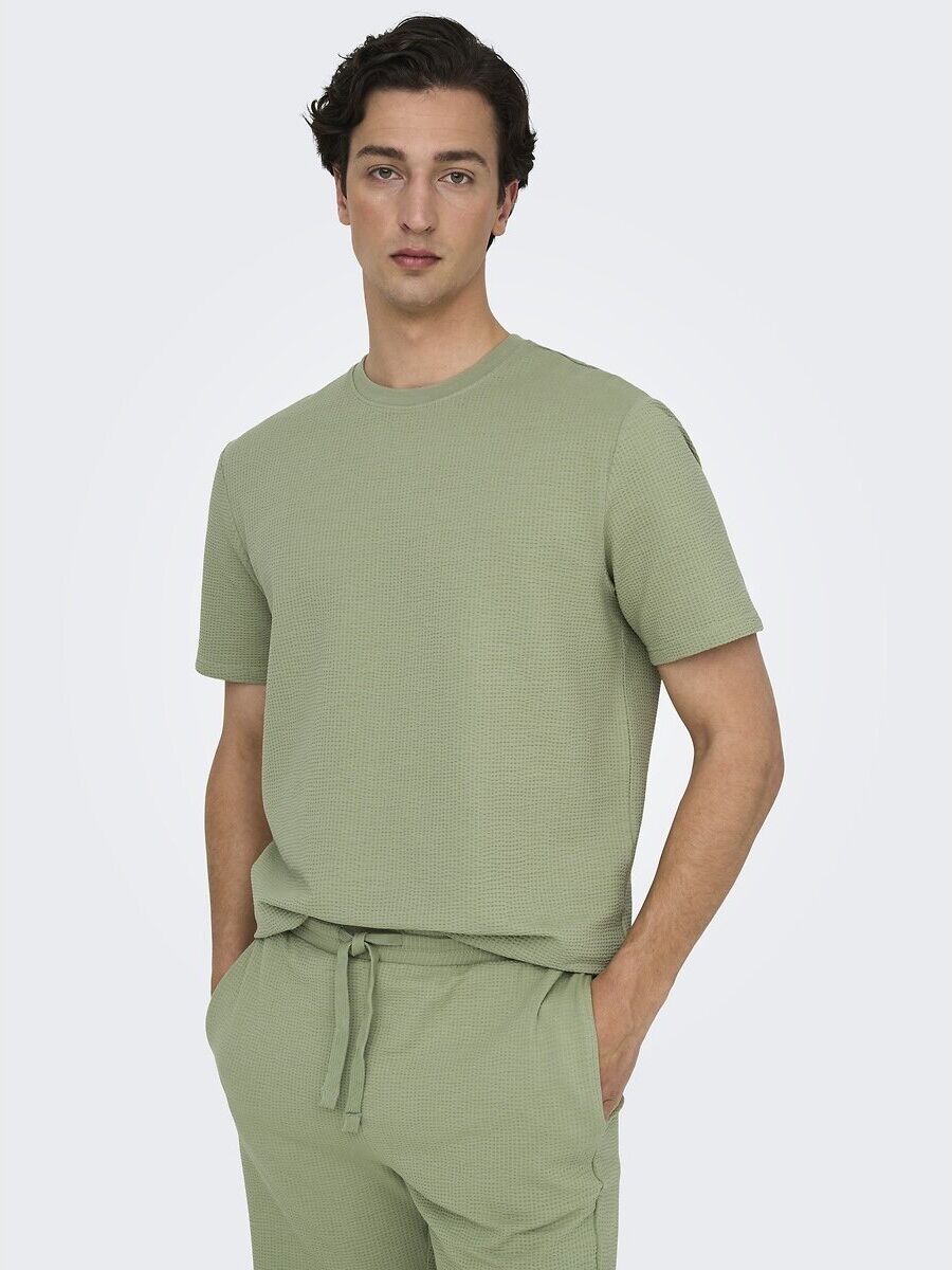ONLY & SONS T-shirt manches courtes en seersucker