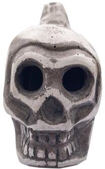 Fusion Finds Aztec Skull Death Whistle Loud Halloween Whistle Human Scream Skull Horn light Grey