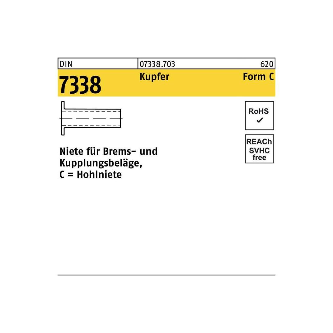 Niete DIN 7338 Form C C 6 x 15 Kupfer (073387030060015)