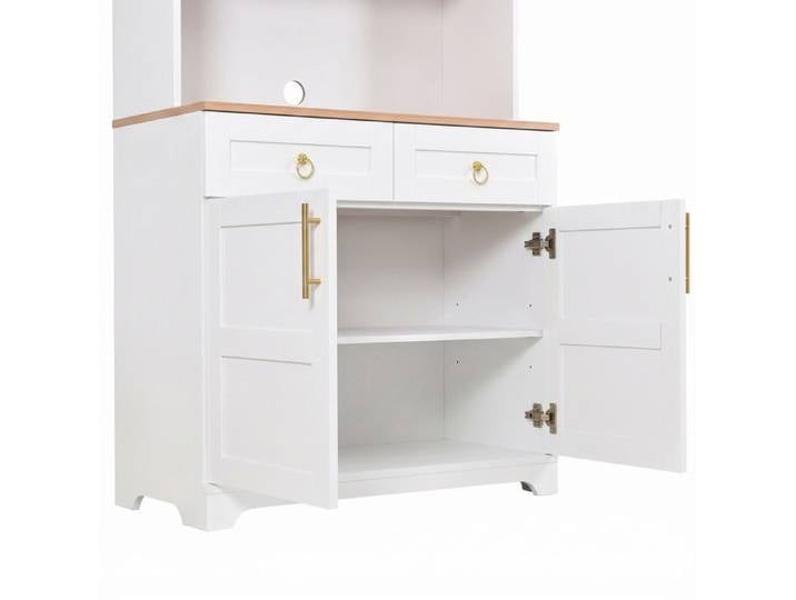 WOVREO Buffet haut blanc 80 x 40 x 180 cm vitrine arquée LED contrôlée par application prises et USB