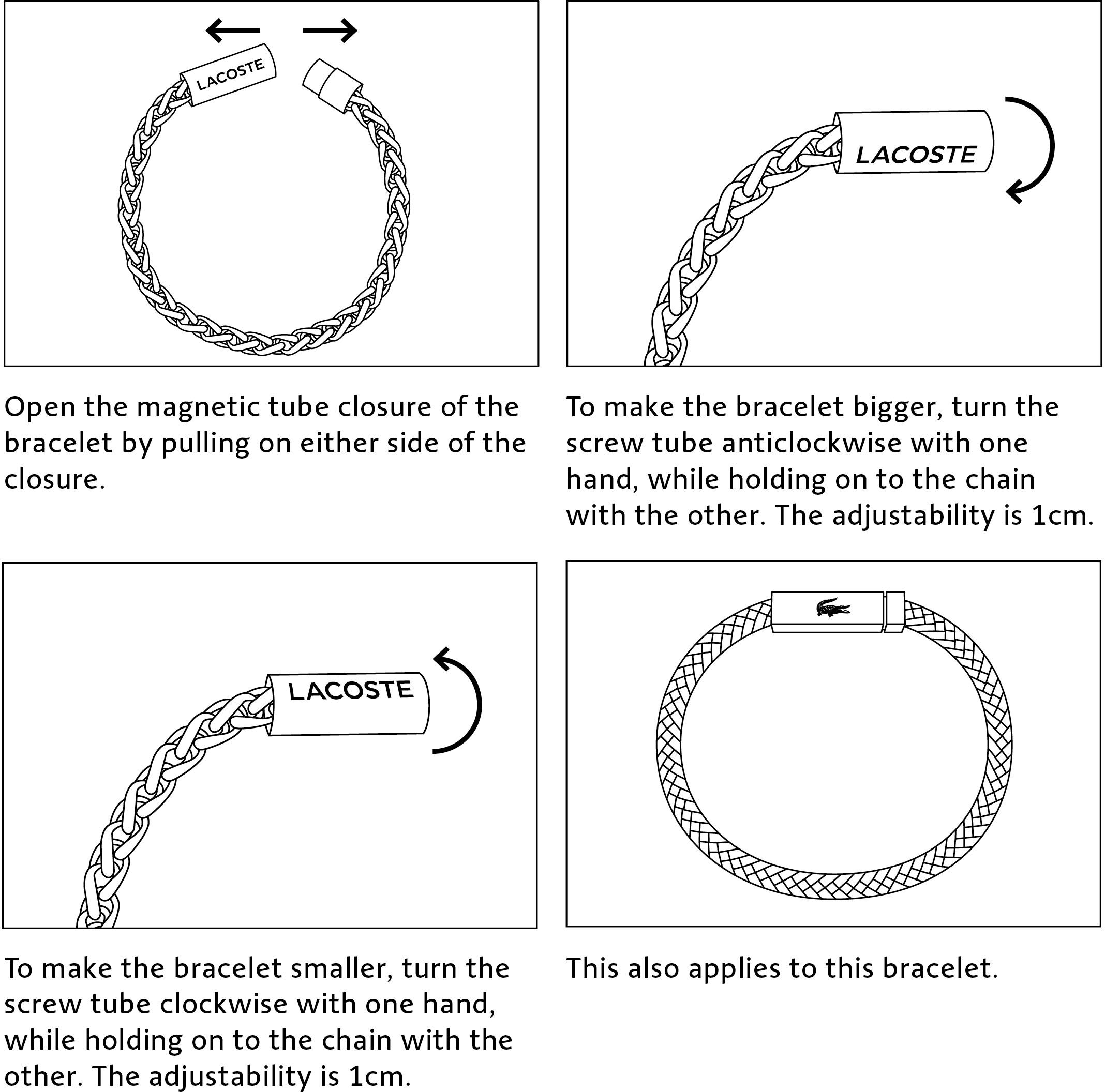 Armband LACOSTE "SPELT", grün (edelstahlfarben, grün), Armbänder, Herren, 21cm, Edelstahl, Armband, mit Emaille