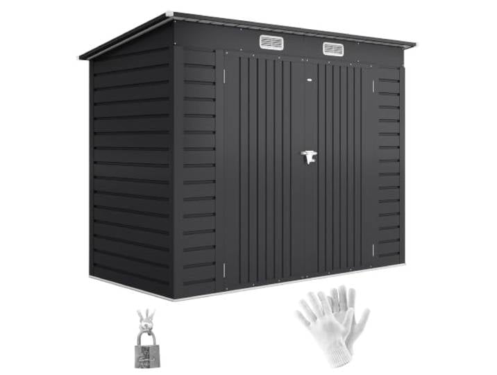 Outsunny Abri de Jardin Métal 3m² Gants Aérations 249x121x183cm Gris Cabane de Jardin\, Structure en Acier Galvanisé Améliorée\, Cabanon Rangement Outils\, Portes Verrouillables