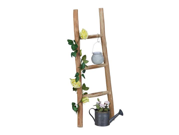 Relaxdays Dekoleiter Natur Kastanienholz 3 Sprossen 90x35 cm, Hellbraun, Holz, 35x90x4.5 cm, Badezimmer, Badezimmerausstattung, Handtuchhalter