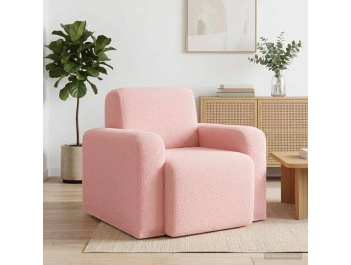 Sessel mit breiten Armlehnen, Rahmen aus Holz, Rosa Schickes Schlaufenmaterial, robuster Sperrholzrahmen, bequeme Schaumstoffpolsterung, Verwendung im Wohn- und Schlafzimmer