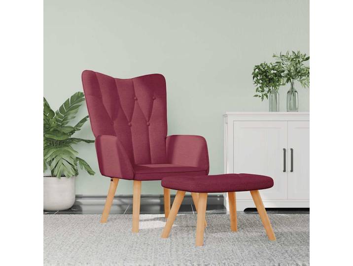 vidaXL Relaxsessel mit Hocker Weinrot Stoff