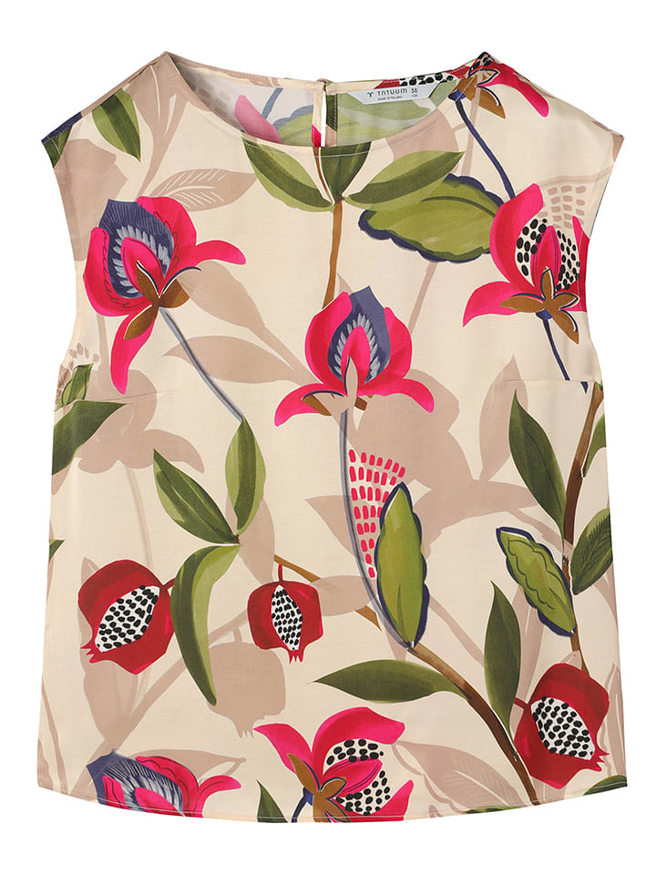 TATUUM Blusentop in Sand/ Grün/ Pink - 40