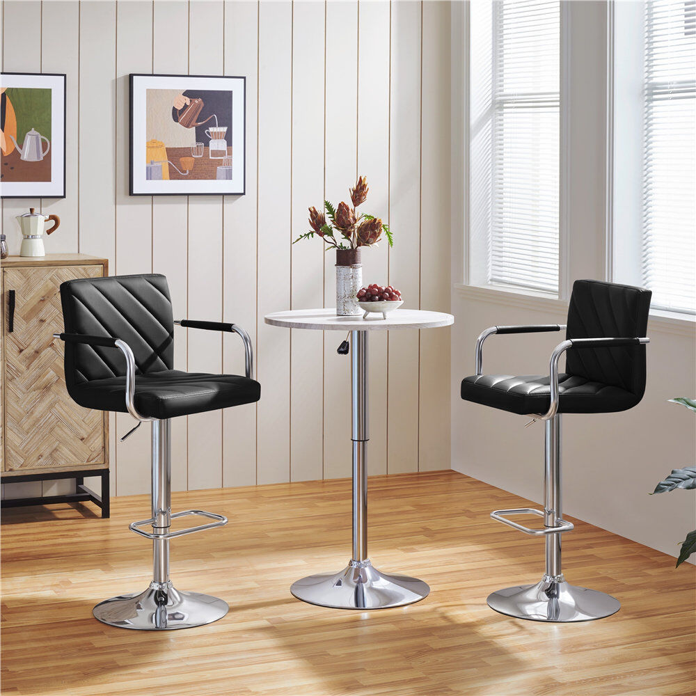Yaheetech Height Adjustable Swivel Bar Stool Black 52cm W X 48cm D