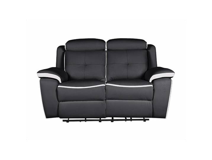 Vente-Unique Relaxsofa - 2 Personen - leder - schwarz, weiß Angelique, Weiß, Kunststoff, 158x92x97 cm, Wohnzimmer, Sofas & Couches, Sofas, 2-Sitzer Sofas