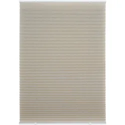 Ondeco Plissee Prompt ohne Bohren Basic mit Klemmträger Sonnenschutz Lichtschutz Klemmfix Farbe: Beige, Größe: 100x130 cm
