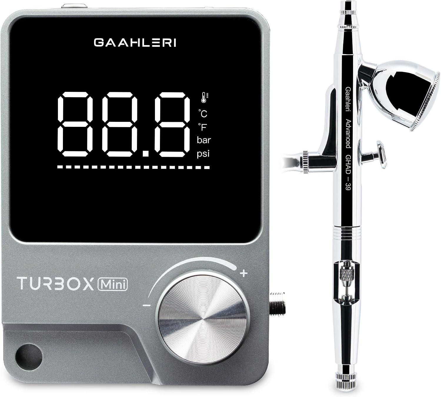 oCreon Turbox Mini Airbrushset met GHAD 0,35mm Dubbelwerkende Airbrush en Compressor met 18-traps Luchtregeling