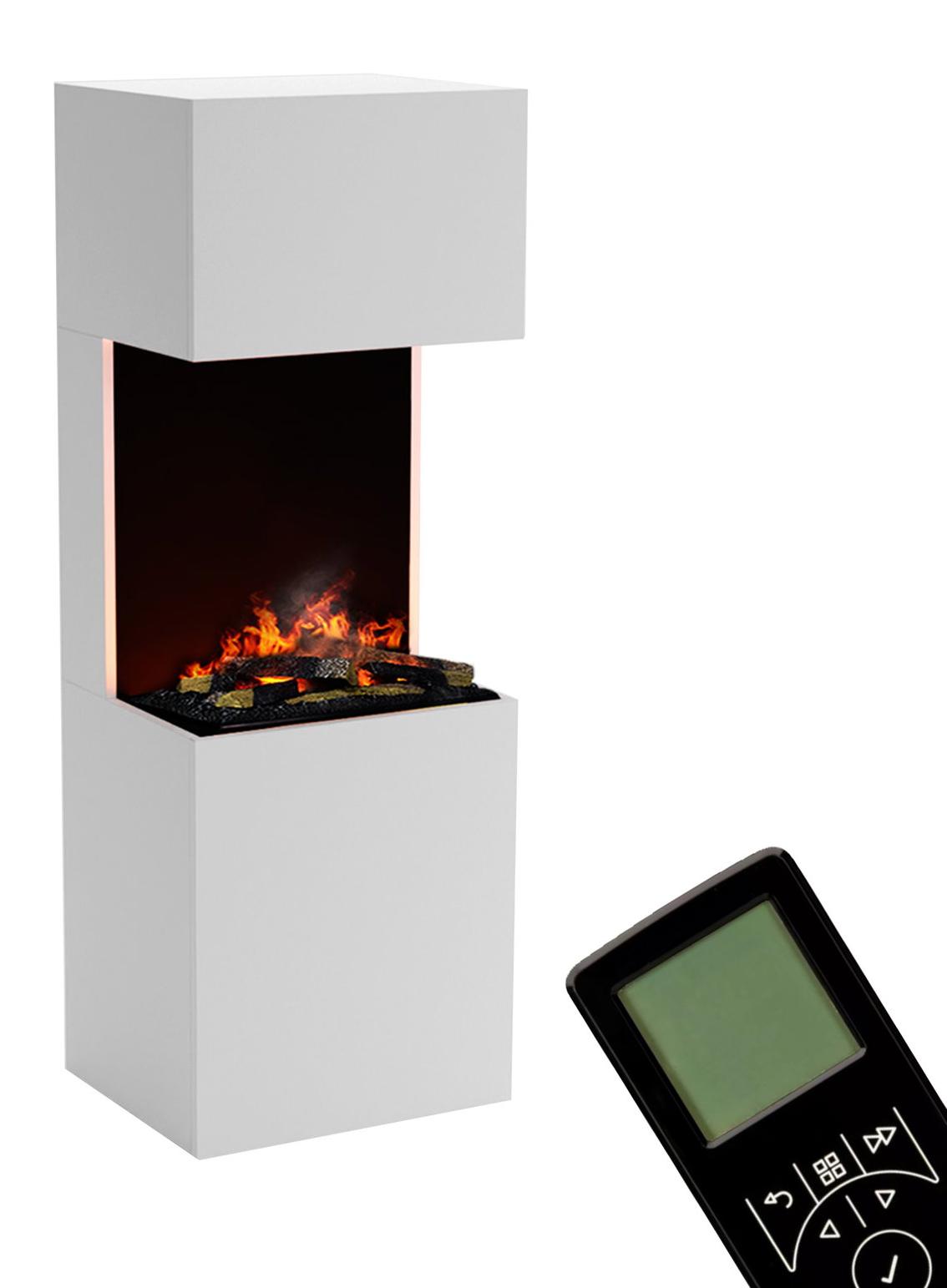 GLOW FIRE Elektrokamin 'Beethoven' | Wasserdampf Kamin mit OMC 600 inkl. Holz in weiß als Raumteiler | HxBxT: 120x60x50 cm