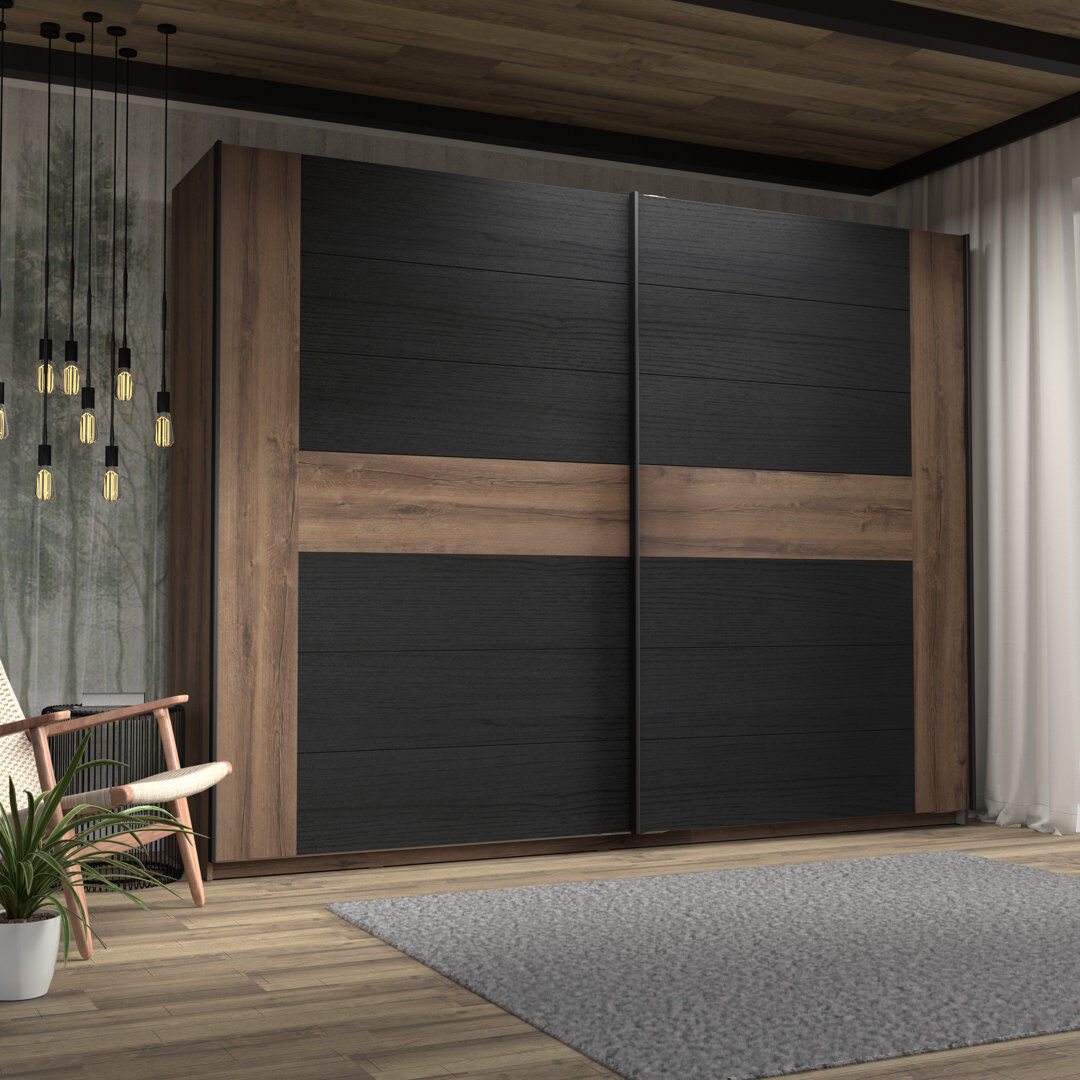 Union Rustic Sarah Wardrobe Black/Muddy Oak 209.7" H x 269.9" W x 61.2" D