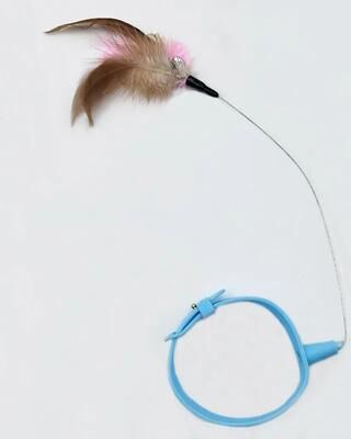 Uplift Treasures Feather Bell Cat Teaser Collar Toy blue