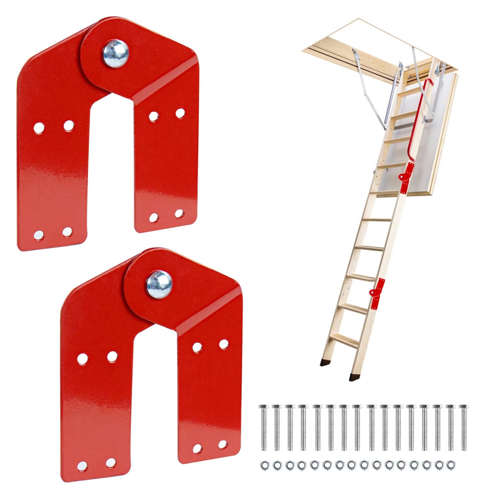 2 Stuks Aluminium Vouwladder Hengen en Accessoires - Reserveonderdelen voor het Repareren van Oude Zoldertrappen