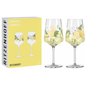 Ritzenhoff Cocktailgläser Sommertau Limoncello, Aperitifglas, aus Kristallglas, Dekor mit Zitronen, 544 ml, 2 Stück
