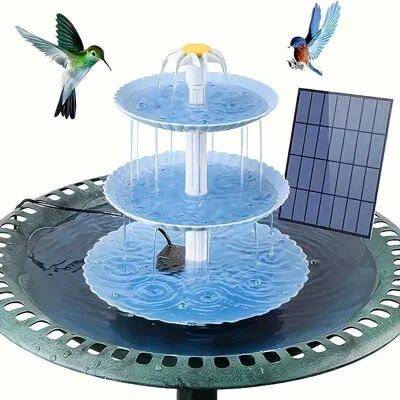Discount Dollar Deals Solar Bird Bath Fountain With DIY Spray Heads Outdoor Solar Fountain Pump For Garden Bird Bath Decoration sky Blue