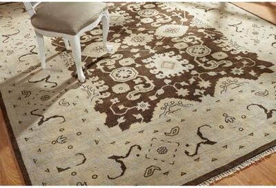 KALATY Umbria Brown/Ivory Wool Hand-knotted Rug