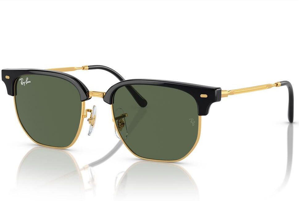 Ray Ban  - New Clubmaster Kids Polished Black Gold Dark Green - Lunettes de soleil