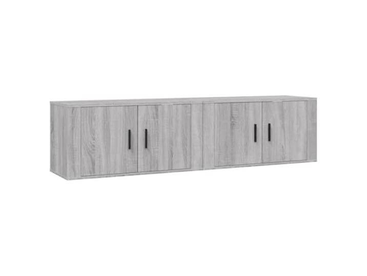 GKHPYURE TV-Möbel zur Wandmontage, 2 Stück, Sonoma-Grau, 80 x 34,5 x 40 cm Mehrschichtiges Holz, Tür zum Schutz vor Staub, großer Stauraum, Wandmontage