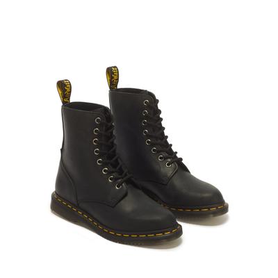 Schnürboots DR. MARTENS "Daphny 8i", Damen, Gr. 41, Leder, schwarz, Schuhe Schnürboots, Blockabsatz, Schnürstiefelette mit typisch, gelben Kontrastnähten