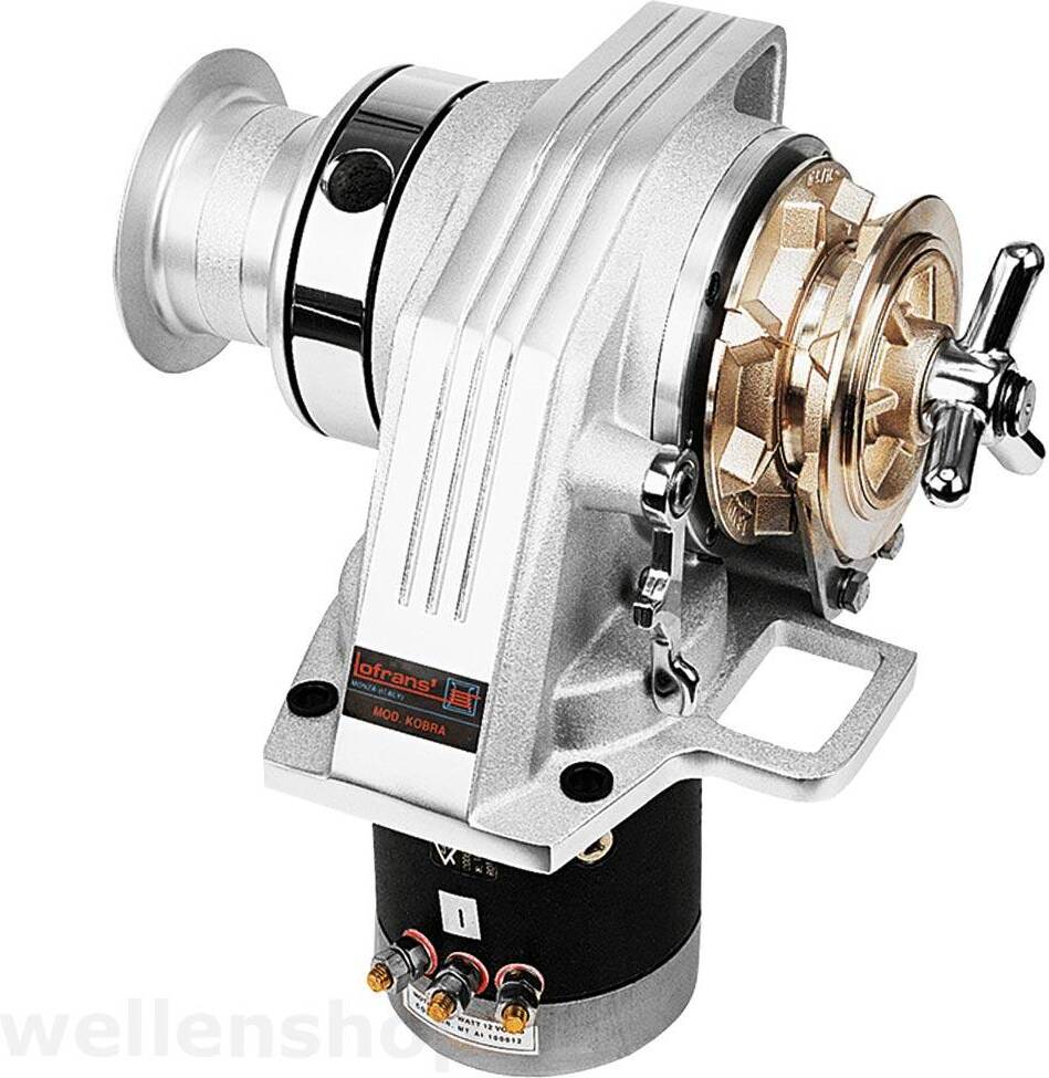 elektrische Lofrans Ankerwinde Kobra, Ø10mm Kette, horizontal, mit Spill und Getriebemotor 1000W 12V