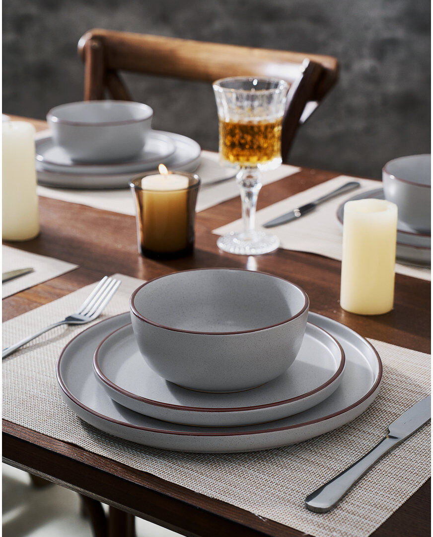 Latitude Run Bevery Handmade Stoneware Dinnerware Set 18 Piece - Service for 6 Light Gray 18