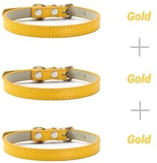 Uplifted Finds 3 Piece Soft PU Leather Cat Collar Set gold xs