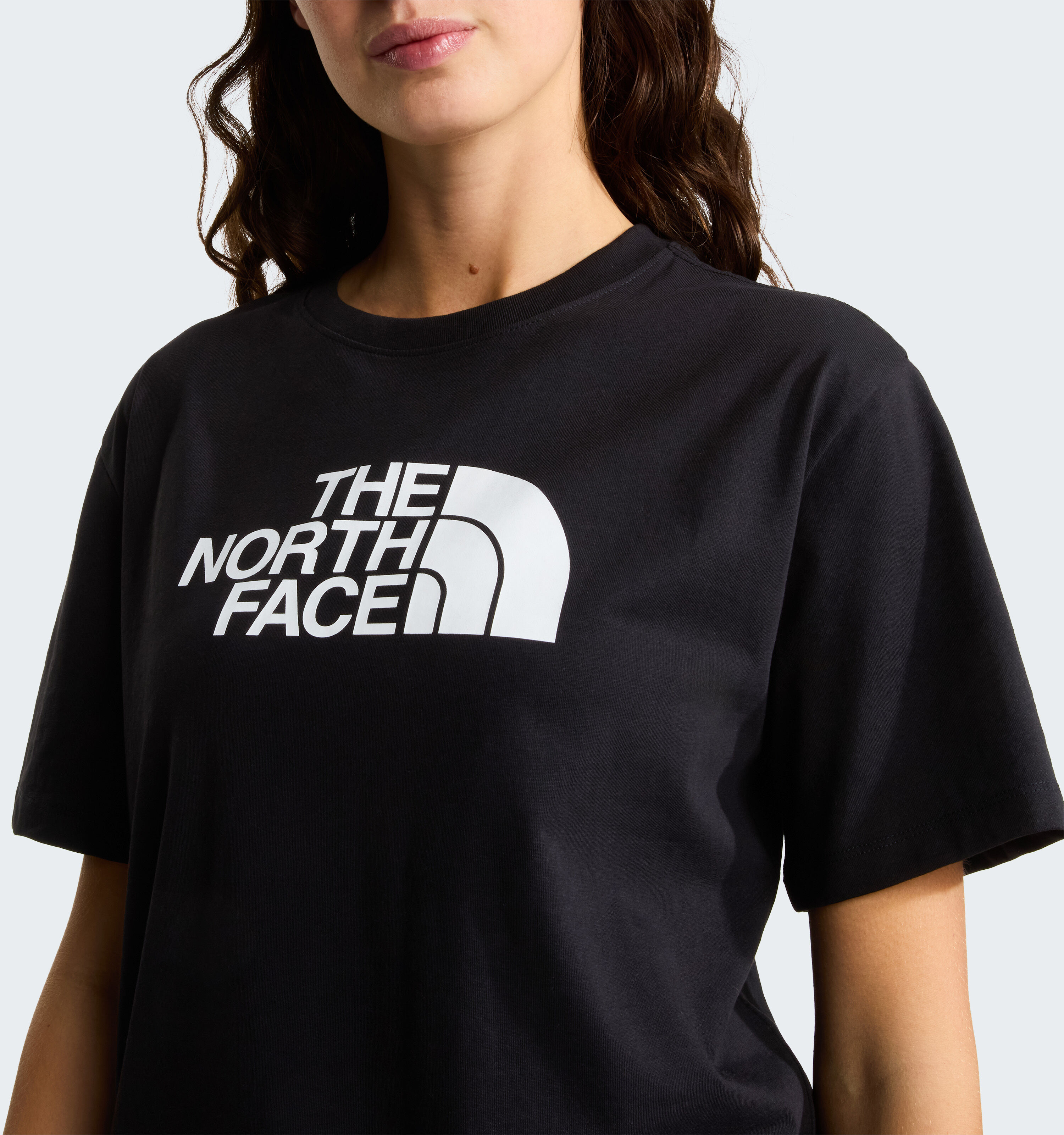 T-Shirt THE NORTH FACE "W EVOLUTION HALF DOME RELAXED SHORT SLEE", Damen, Gr. XL, schwarz (tnf schwarz, tnf weiß), Obermaterial: 100% Baumwolle, normal, Rundhals, Shirts T-Shirt, relaxt geschnitten, Kurzarm, für sportliche Aktivitäten und Outdoor