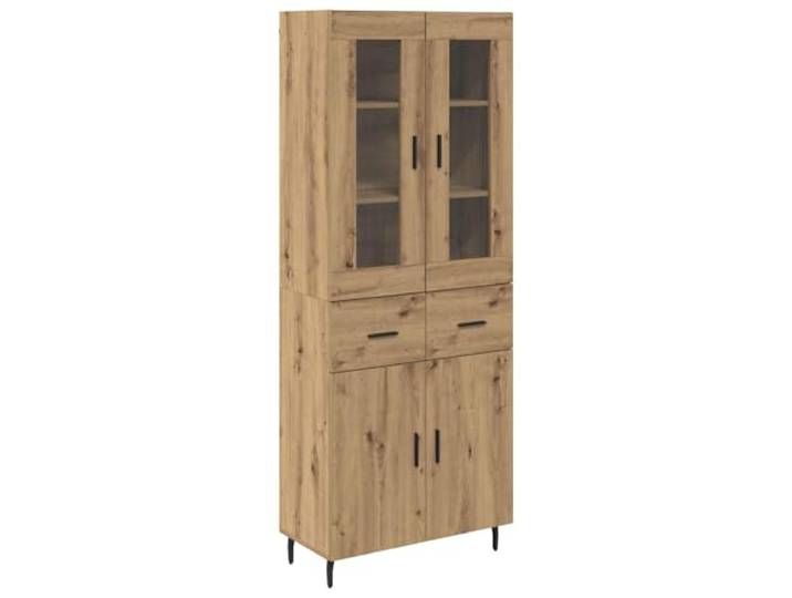 Highboard 2 Stk. Artisan-Eiche 69,5 x 34 x 180 cm Holzwerkstoff Mit Türen, Türscharnieren, Regalbrettern, konischen Eisbeinen, sportlichen Griffen, abriebfeste Oberfläche