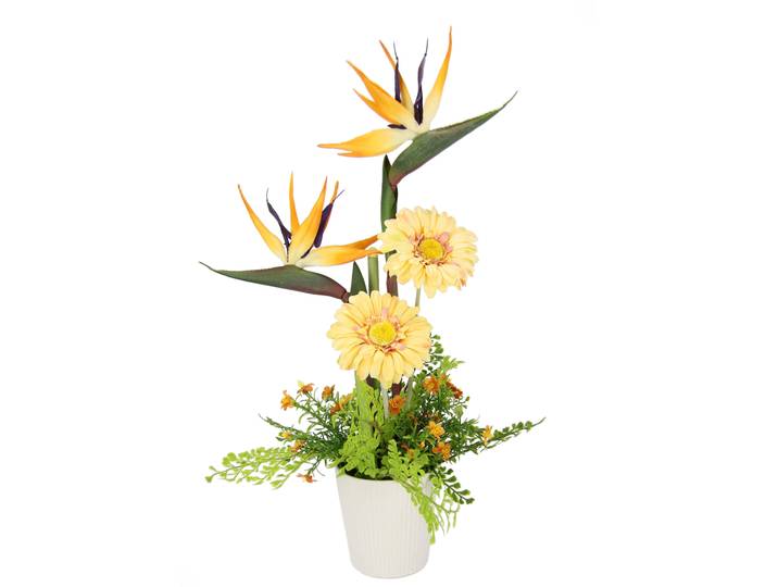 Kunstblume I.GE.A. Arrangement Strelitzie/Gerbera , orange, B:35cm H:60cm L:30cm, Kunstpflanzen, Kunstblume, Topf aus Keramik