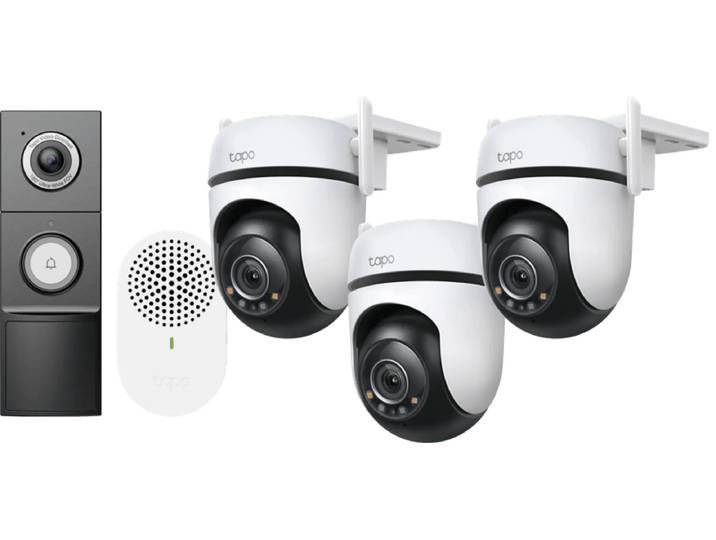 TP-Link Tapo C520WS 3-Pack + D235 Smart Battery & Wired Doorbell