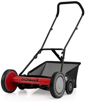 Costway 18 Inch Push Reel Lawn Mower 4-Position Adjustable with Removable Grass Catcher-Red