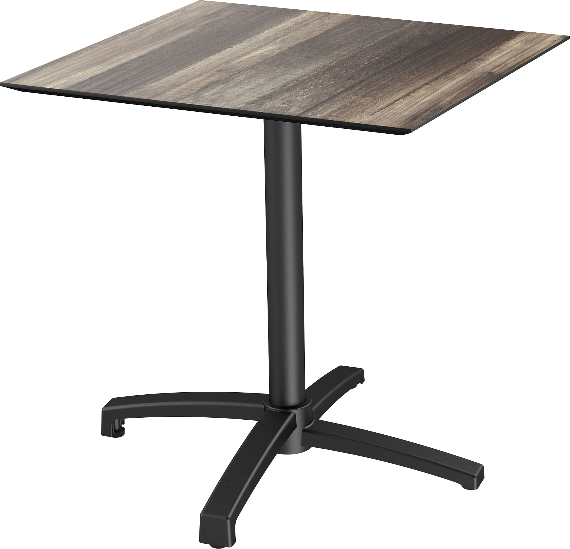 X Cross Terrassentisch Schwarz gestell + Tropical Wood HPL 70x70 cm
