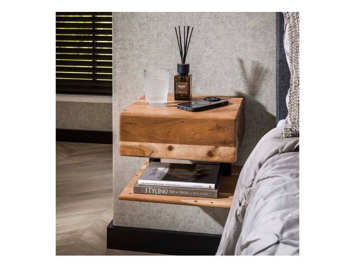 Sitheim® Nachttisch Nachttisch Shelve 1 Schublade / Massiv Akazie (1-St)
