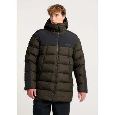 Winterjacke JACK WOLFSKIN "ICY HOLLOW HOODED JKT M", Herren, Gr. S (48), braun (obsidianmoss), Obermaterial: 100% Polyester. Futter: 100% Polyester, Jacken Winterjacke, mit Kapuze, für anspruchsvolle Wanderungen, wind- und wasserabweisend